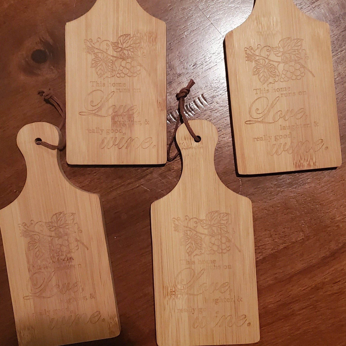 Mini Bamboo Charcuterie Boards - "This home runs on wine, love, laughter, and really good wine."