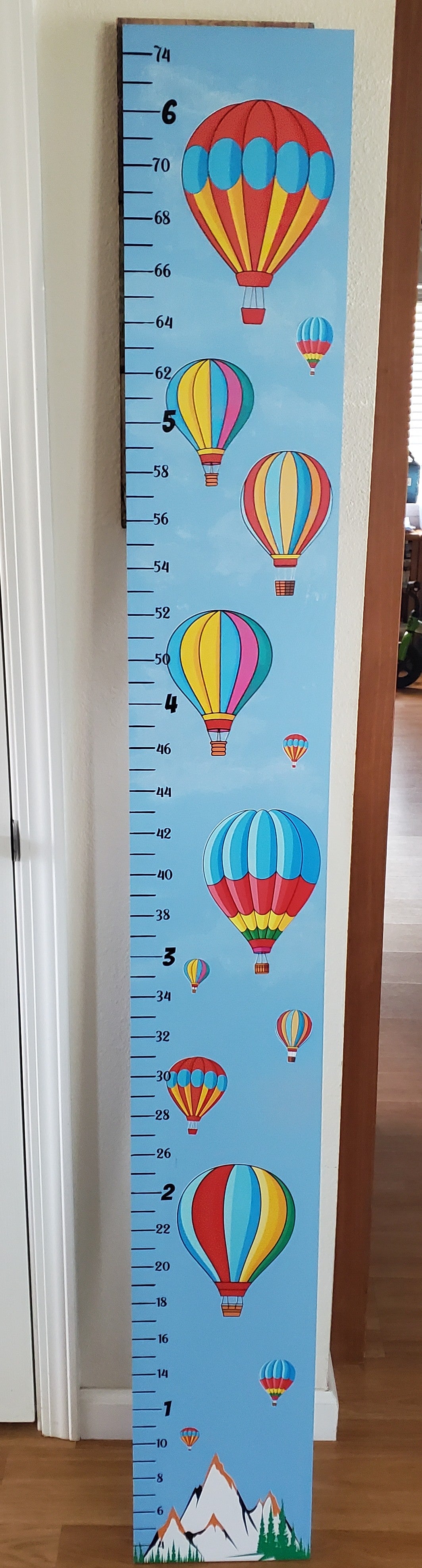 Hot Air Balloon Growth Chart Board – 6’ Custom Height Tracker for Kids