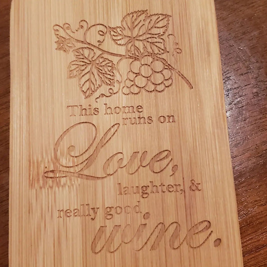 Mini Bamboo Charcuterie Boards - "This home runs on wine, love, laughter, and really good wine."