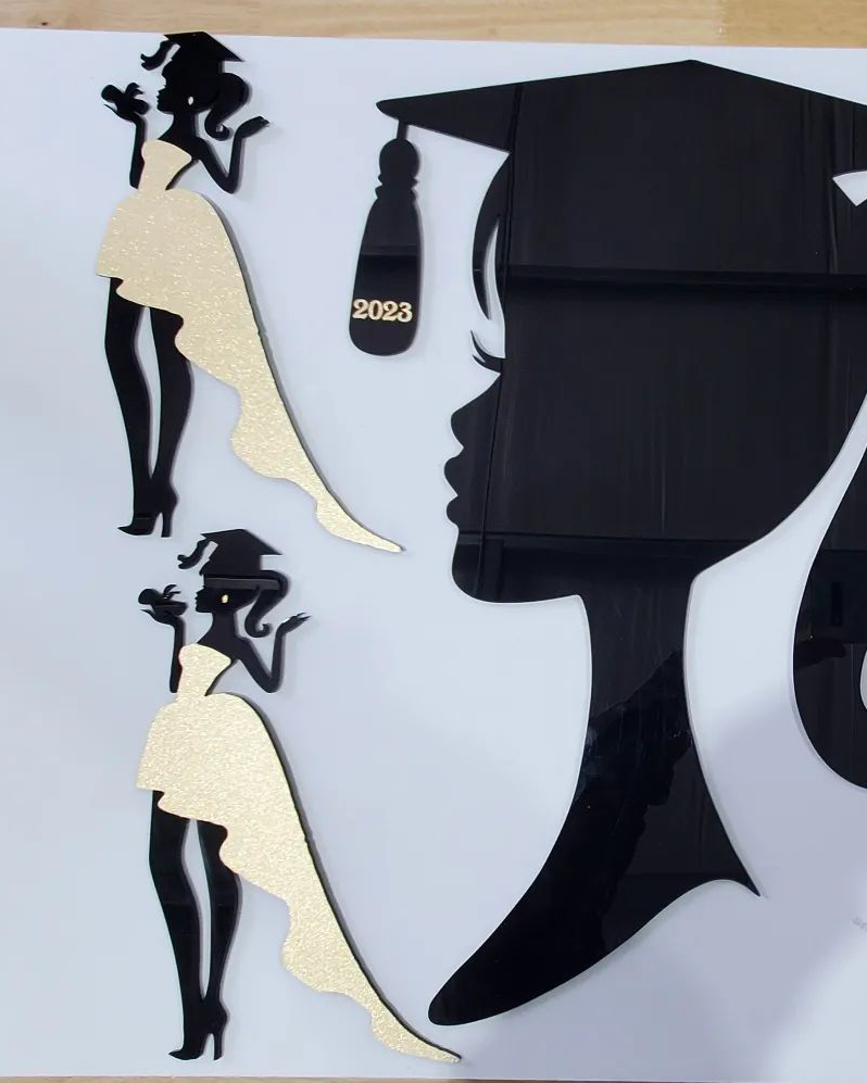Elegant Graduation Full Female Silhouette Acrylic Cutout
