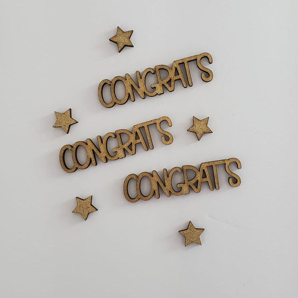 Graduation Confetti – Pre-Made Words, Laser Cut Wood Table Scatter