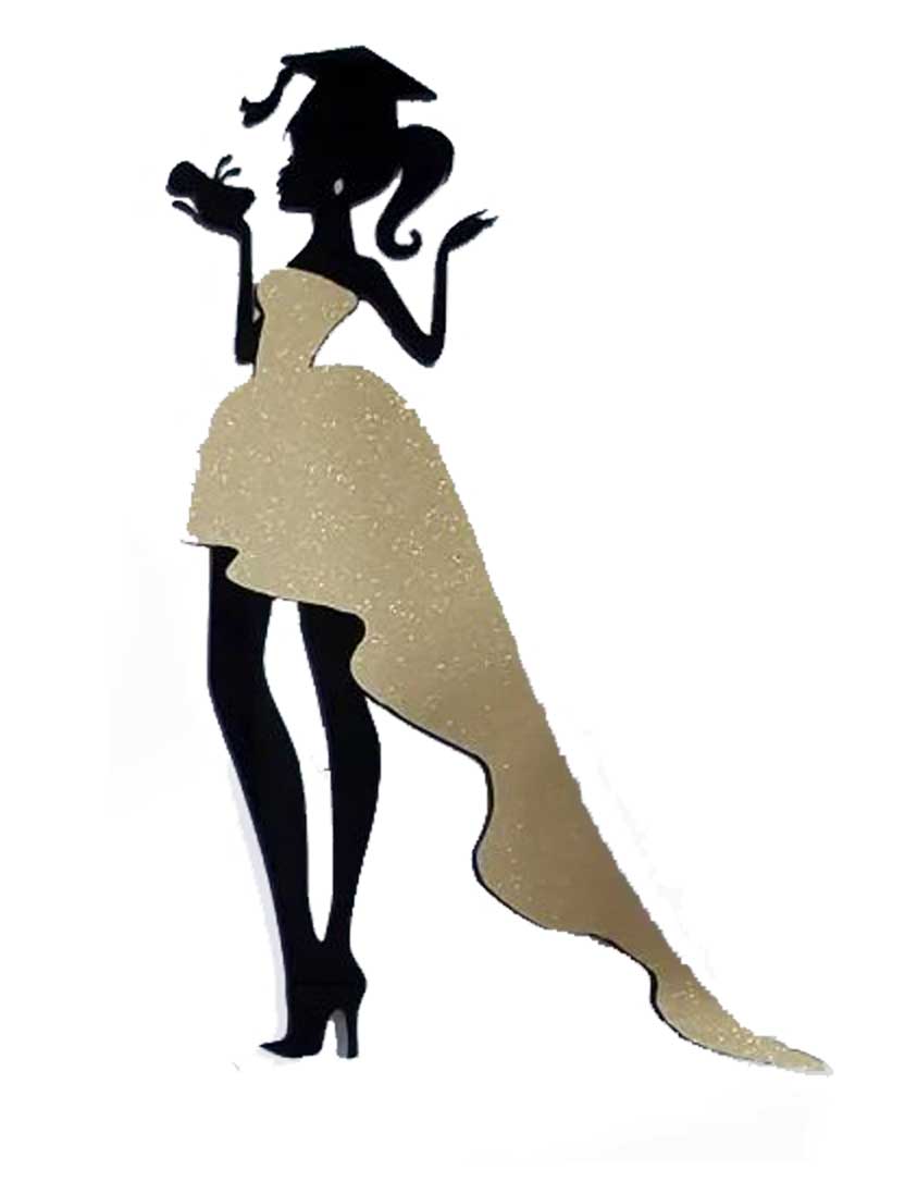 Elegant Graduation Full Female Silhouette Acrylic Cutout