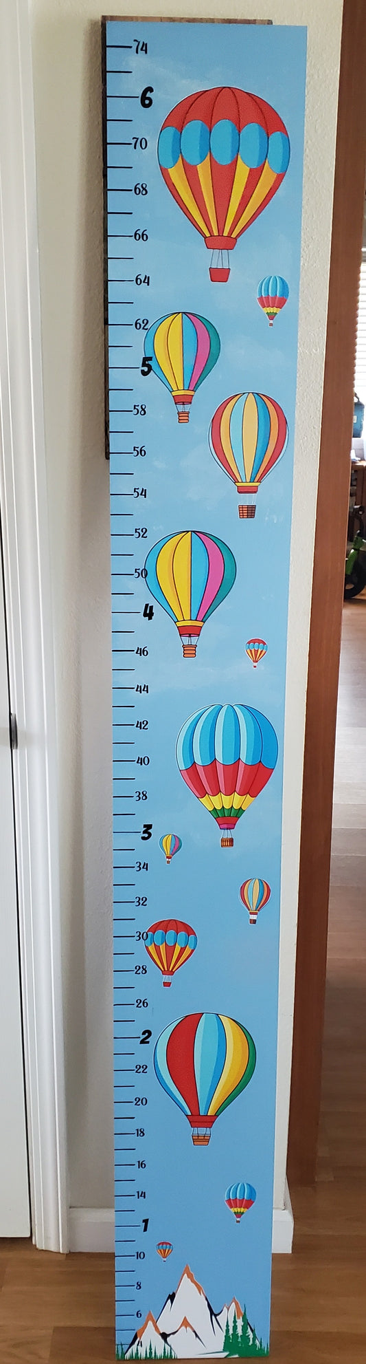 Hot Air Balloon Growth Chart Board – 6’ Custom Height Tracker for Kids