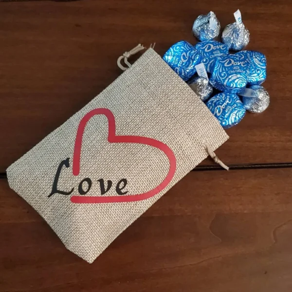 Love with heart Burlap Goodie Bags